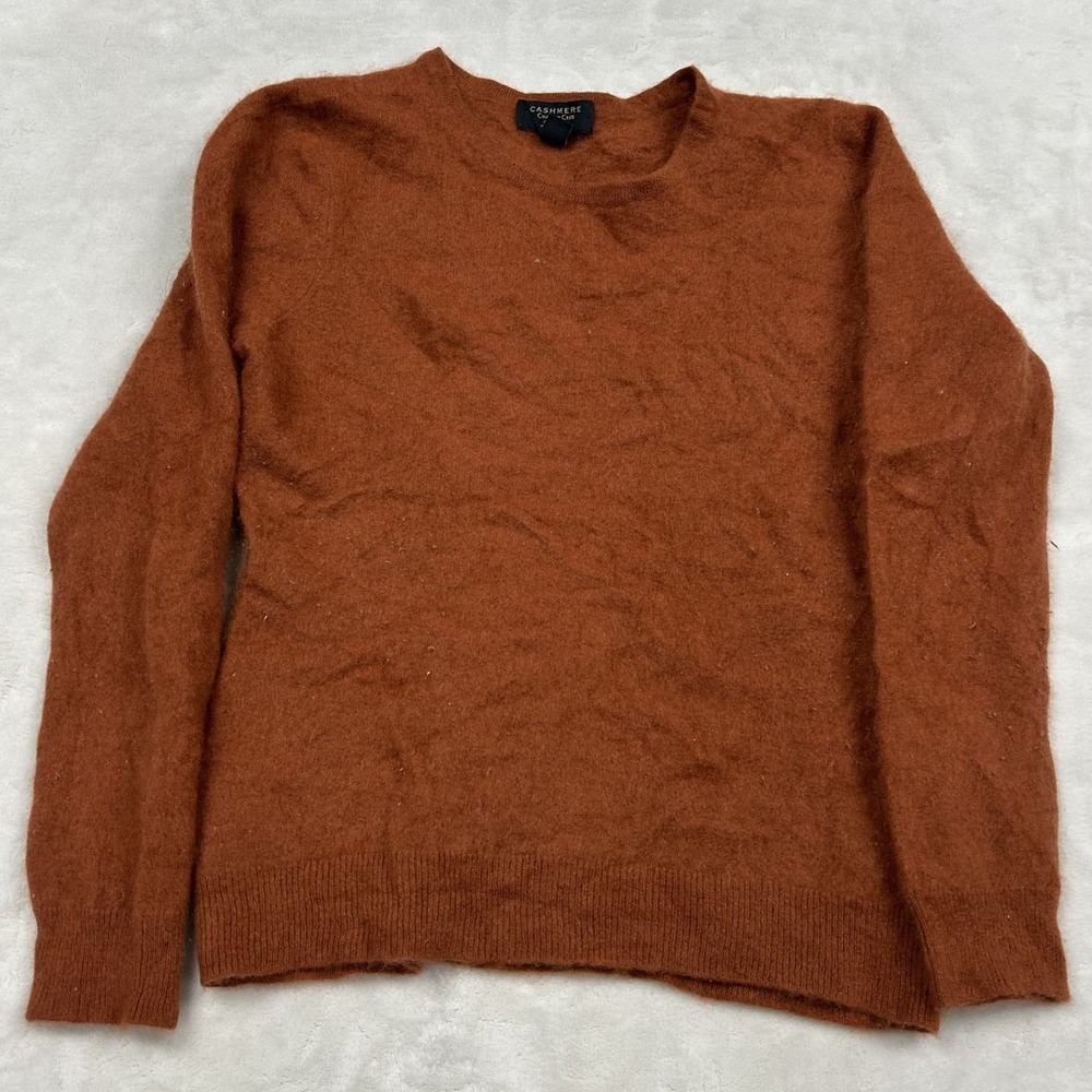 Charter Club Cashmere Sweater Womens Large Orange Crew Neck Long Sleeve Luxury